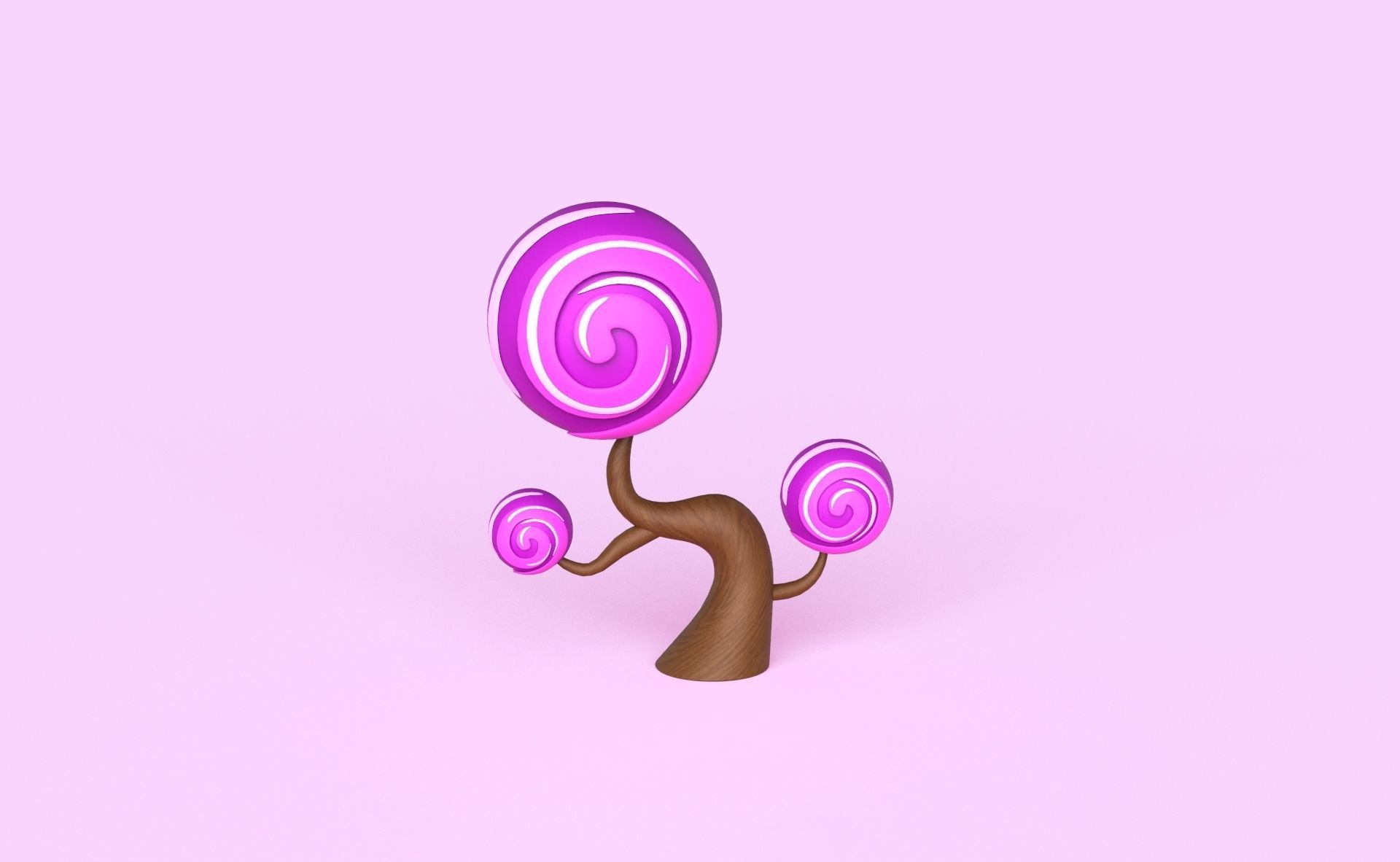Cartoon Candy Tree 6 Low-poly 3D model_9