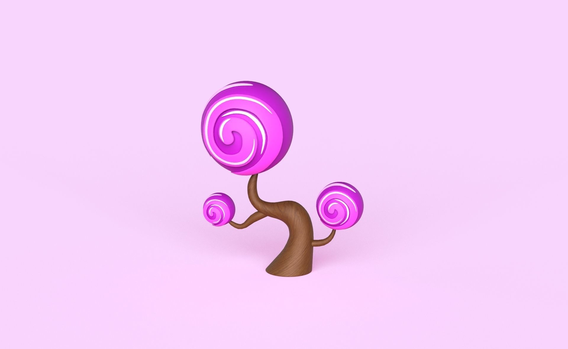 Cartoon Candy Tree 6 Low-poly 3D model_10