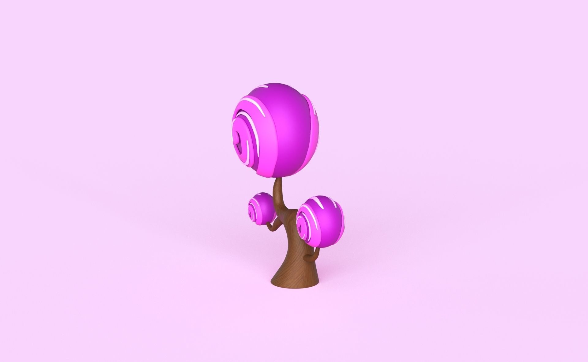 Cartoon Candy Tree 6 Low-poly 3D model_12