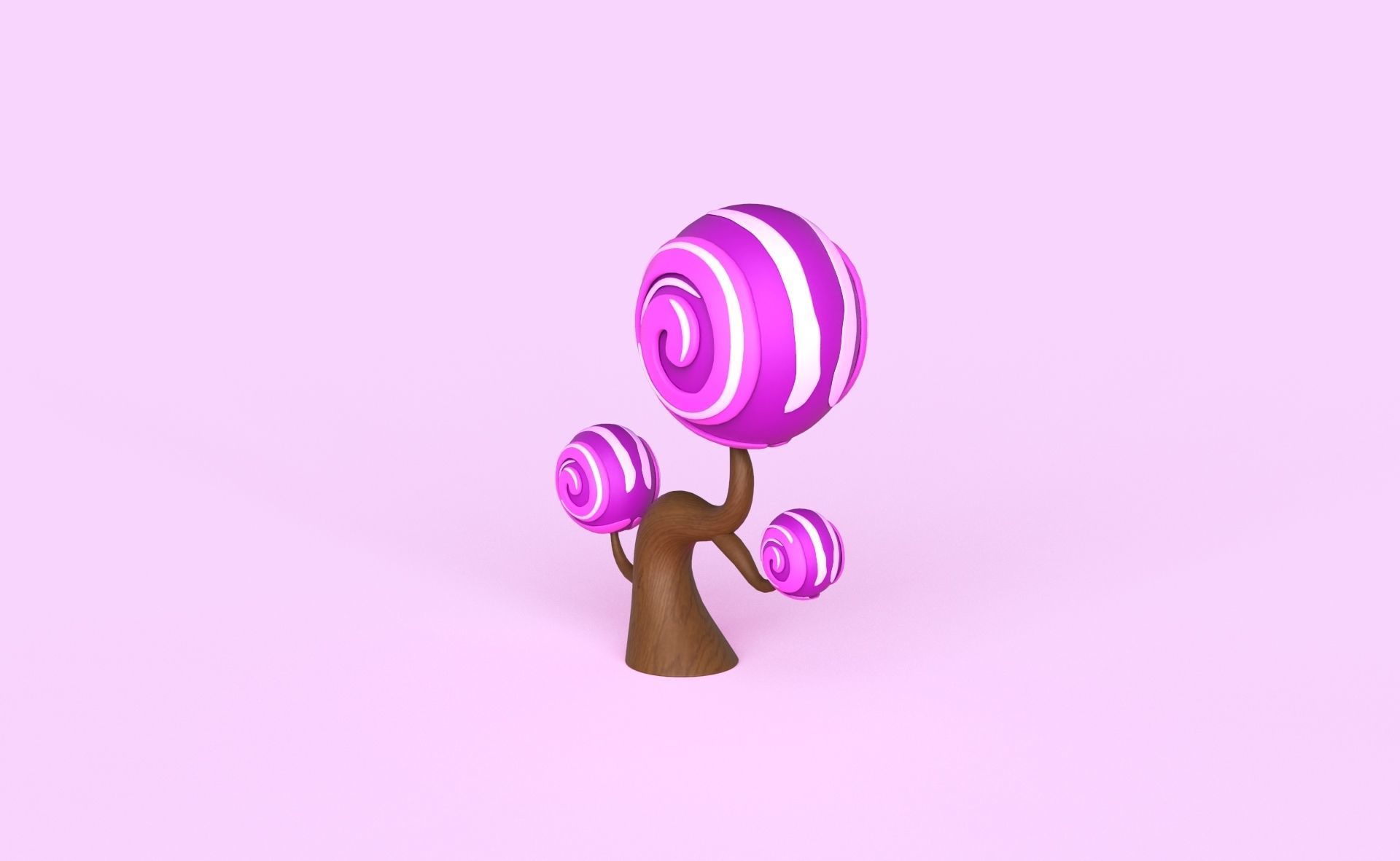 Cartoon Candy Tree 6 Low-poly 3D model_4