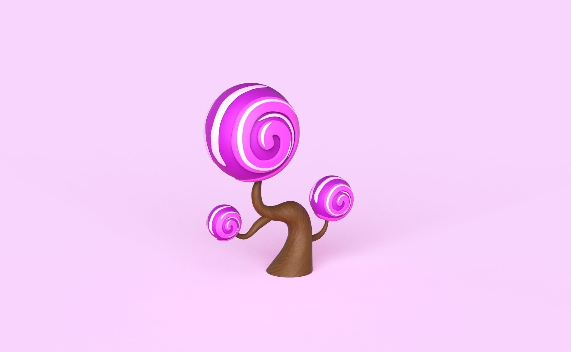 Cartoon Candy Tree 6 Low-poly 3D model_8