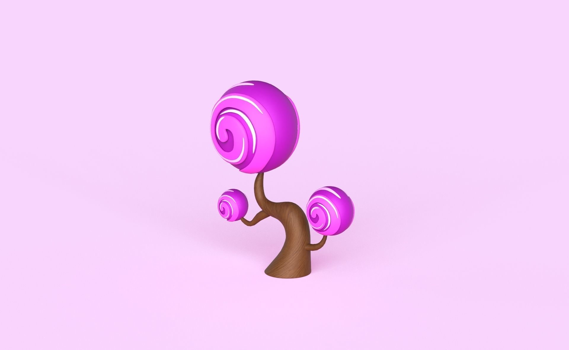 Cartoon Candy Tree 6 Low-poly 3D model_11