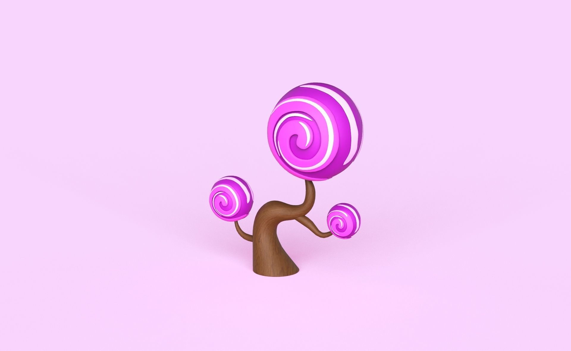 Cartoon Candy Tree 6 Low-poly 3D model_3