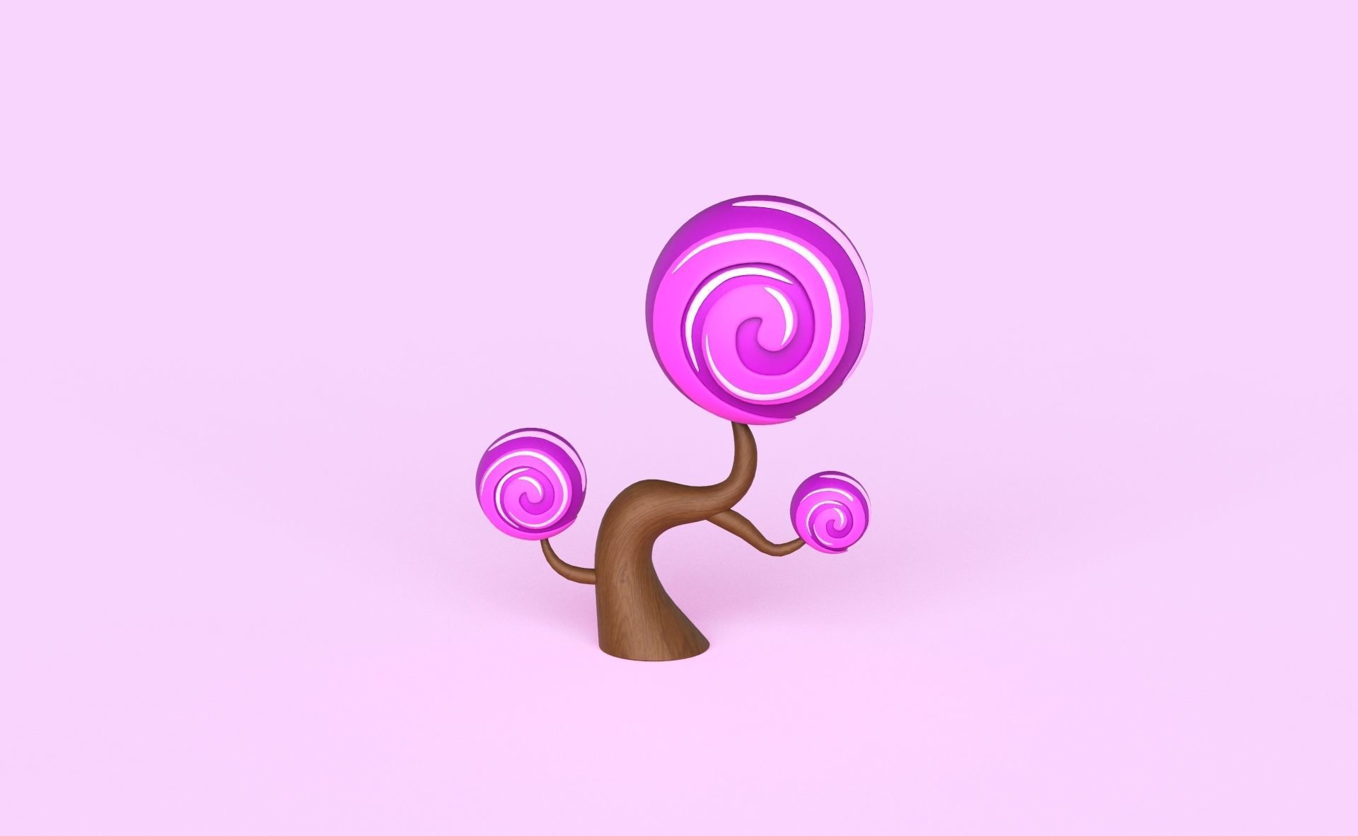Cartoon Candy Tree 6 Low-poly 3D model_2