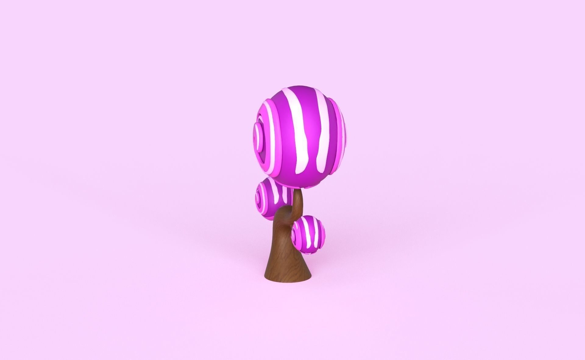 Cartoon Candy Tree 6 Low-poly 3D model_5