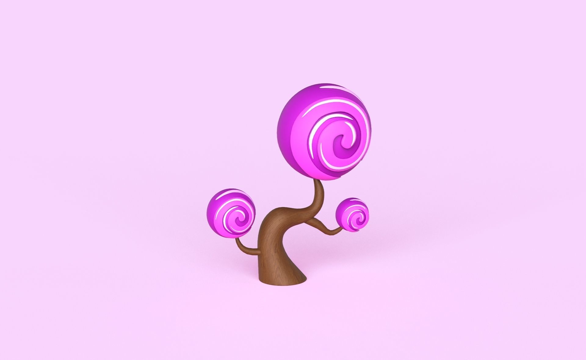 Cartoon Candy Tree 6 Low-poly 3D model_16