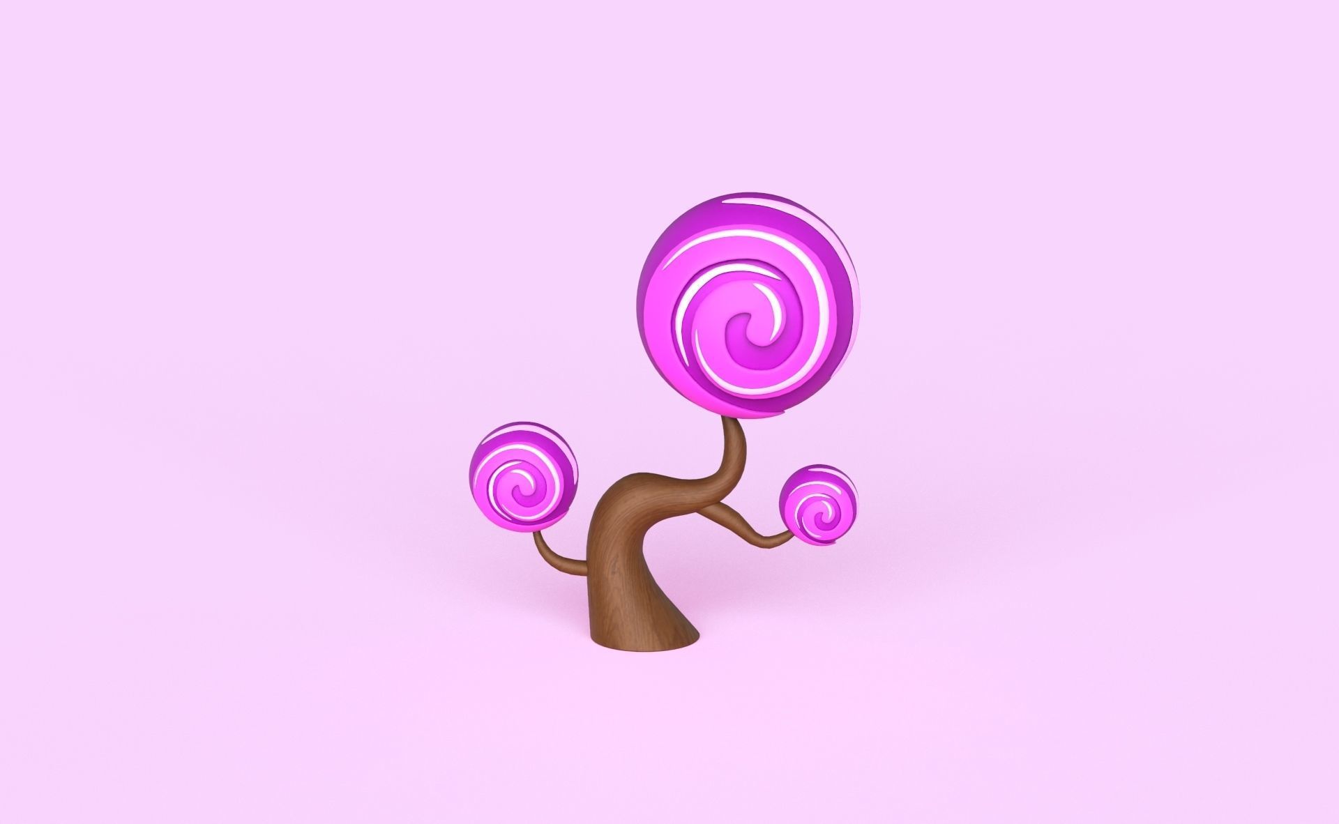 Cartoon Candy Tree 6 Low-poly 3D model_1