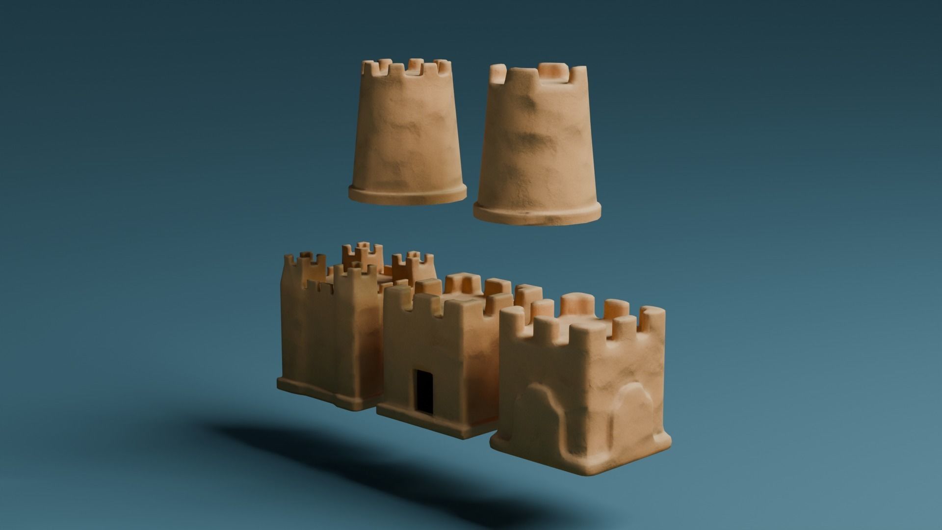 Sand castles Low-poly 3D model_7