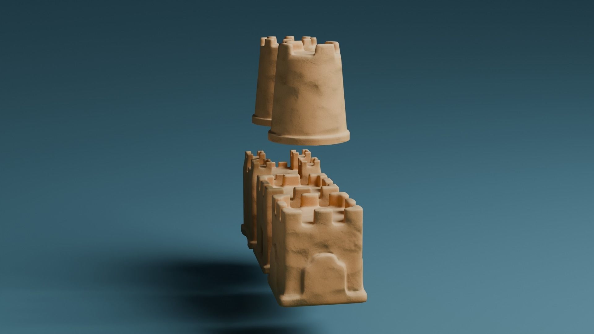 Sand castles Low-poly 3D model_6