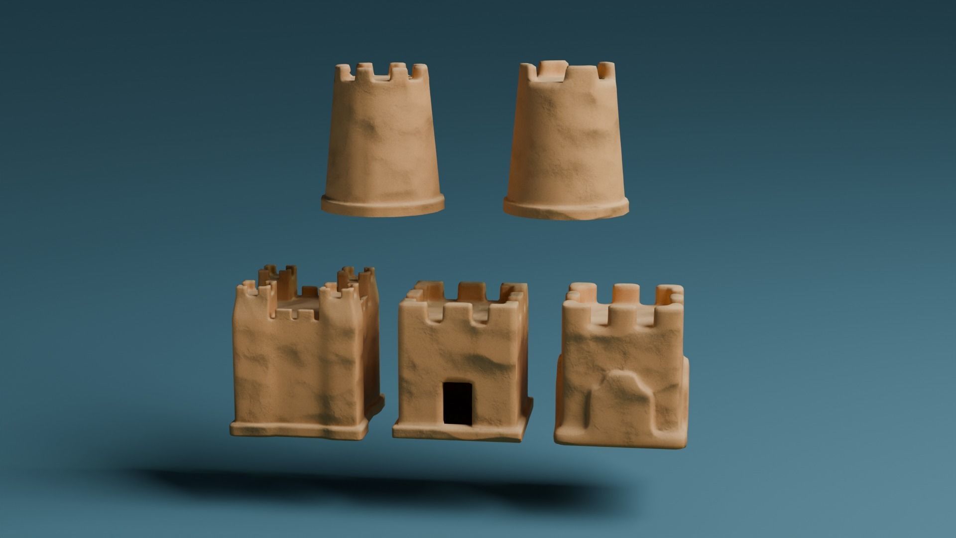 Sand castles Low-poly 3D model_8
