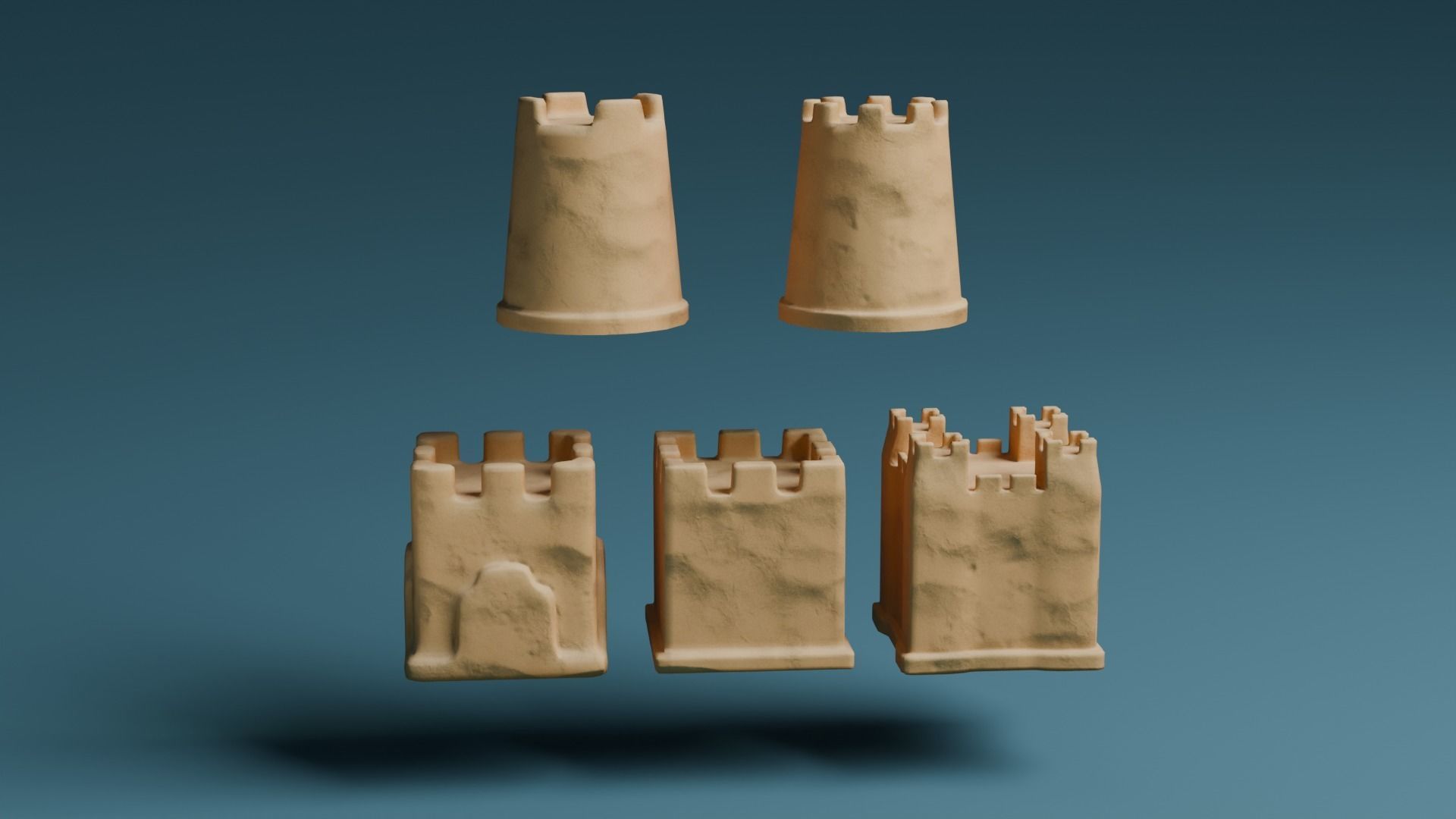 Sand castles Low-poly 3D model_2