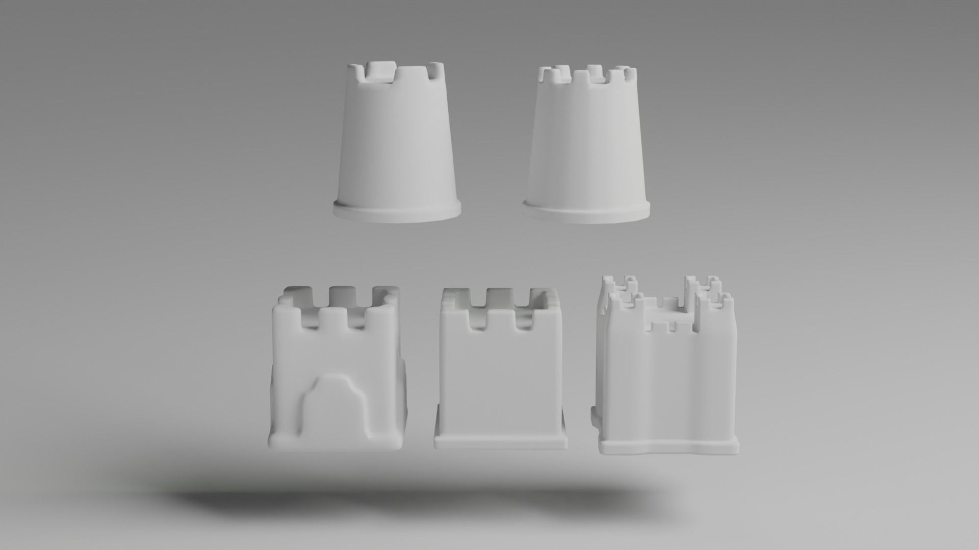 Sand castles Low-poly 3D model_4