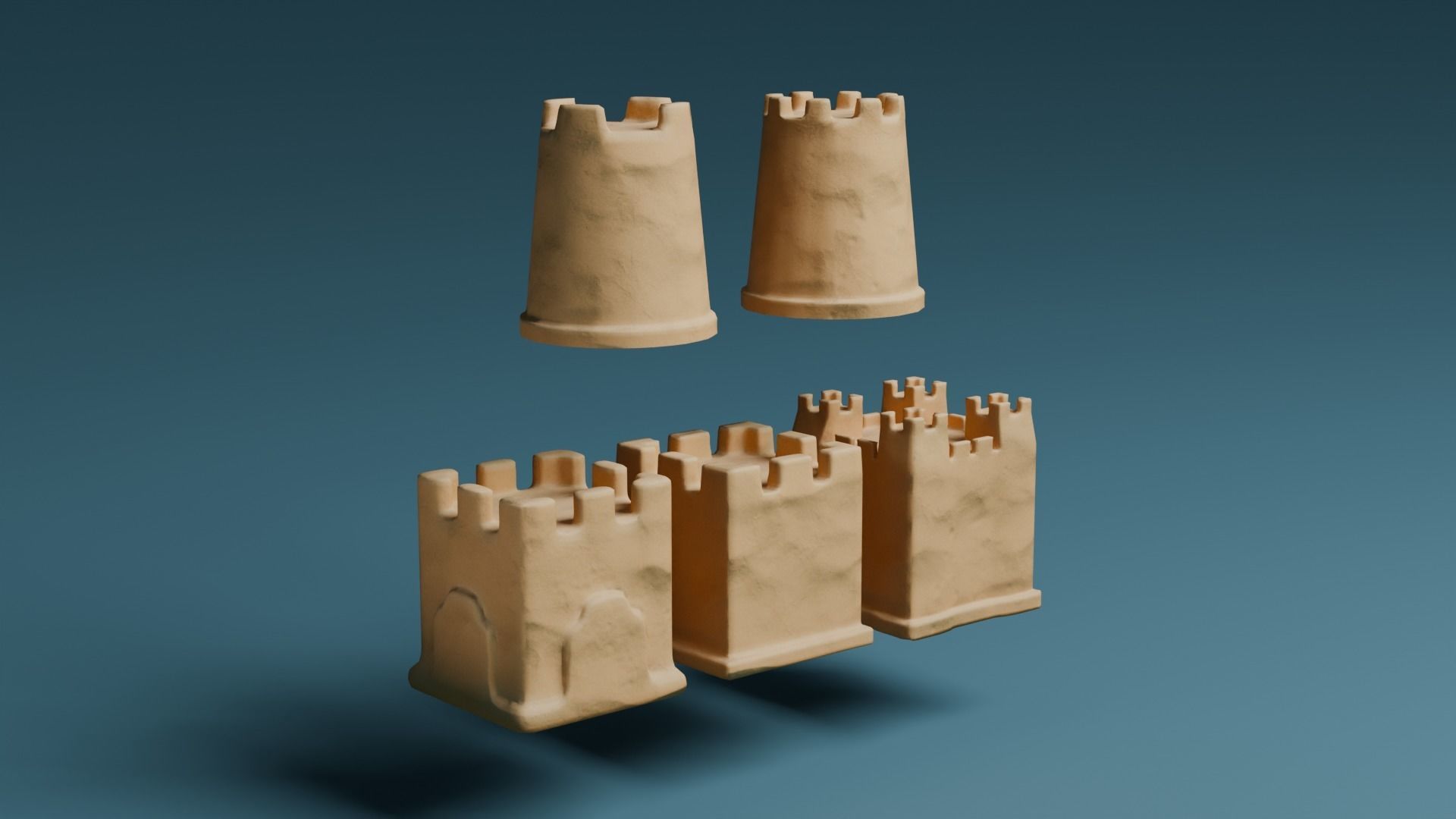 Sand castles Low-poly 3D model_5