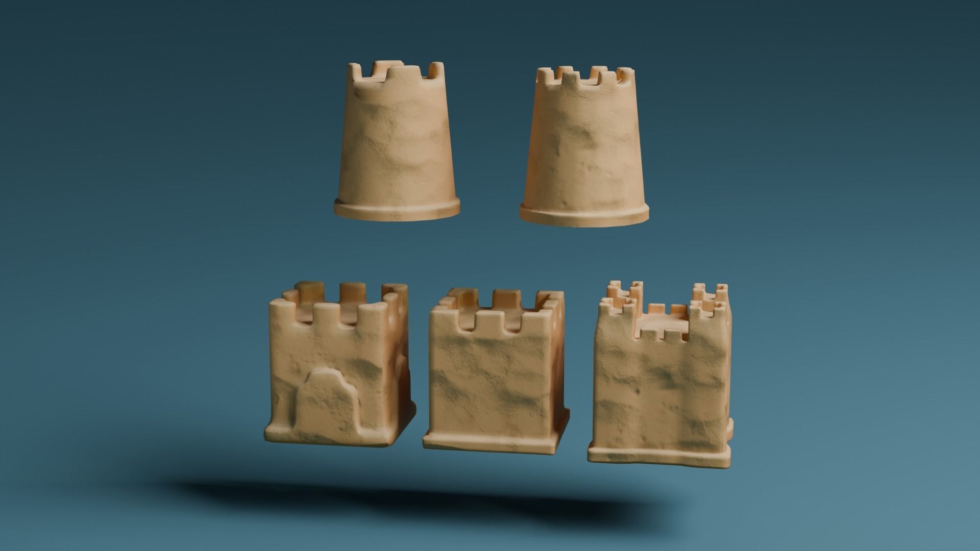 Sand castles Low-poly 3D model_10