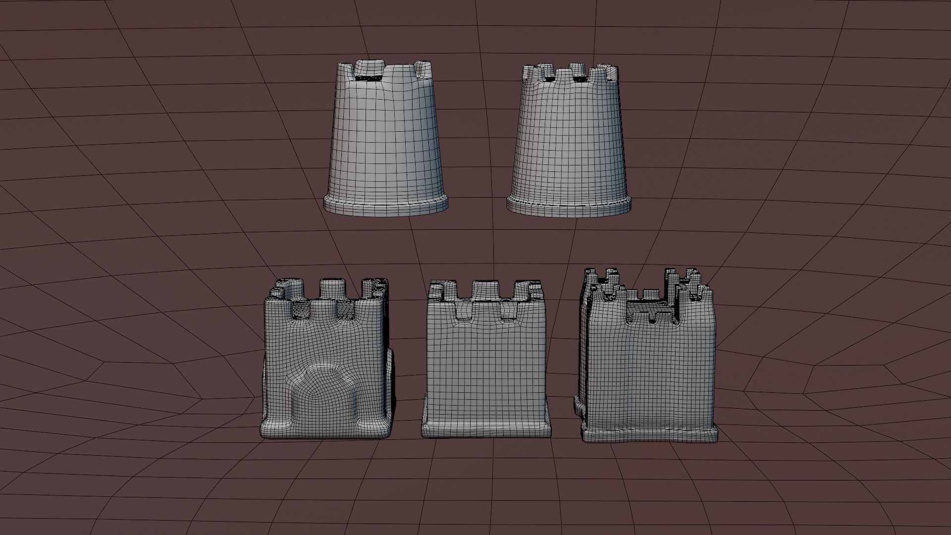 Sand castles Low-poly 3D model_11