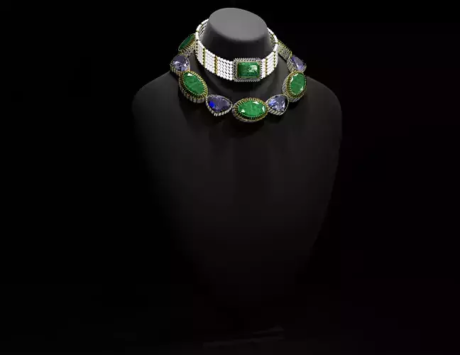 Mughal necklace Emerald and diamond