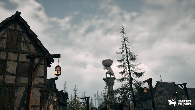 Fantasy Mystic Village Environment Low-poly 3D model 2