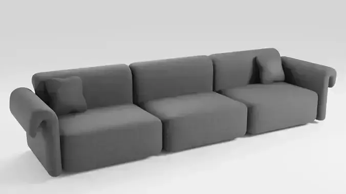 Sofa of elegant shapes in a minimalist style in dark colors