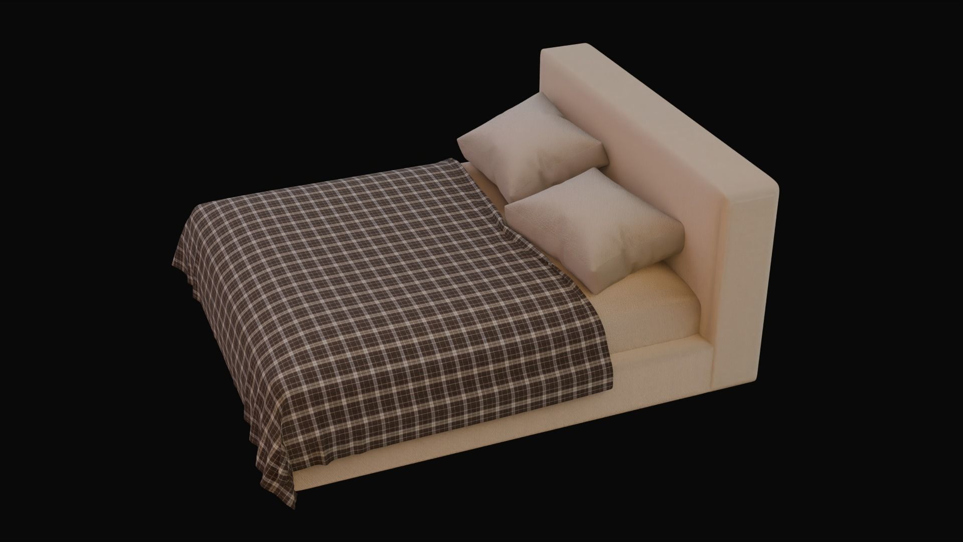 Bed design Low-poly 3D model_2
