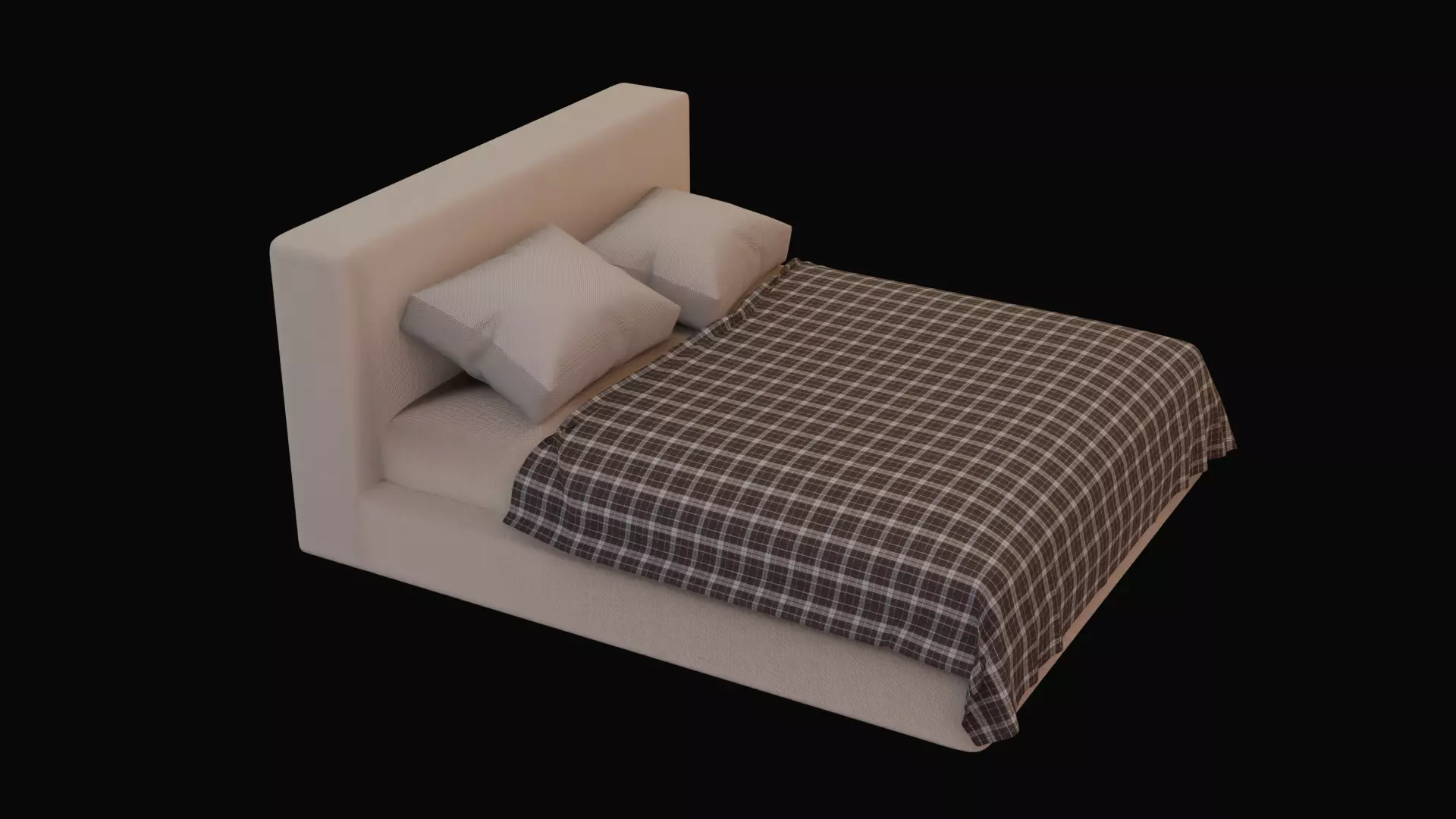 Bed design Low-poly 3D model_0