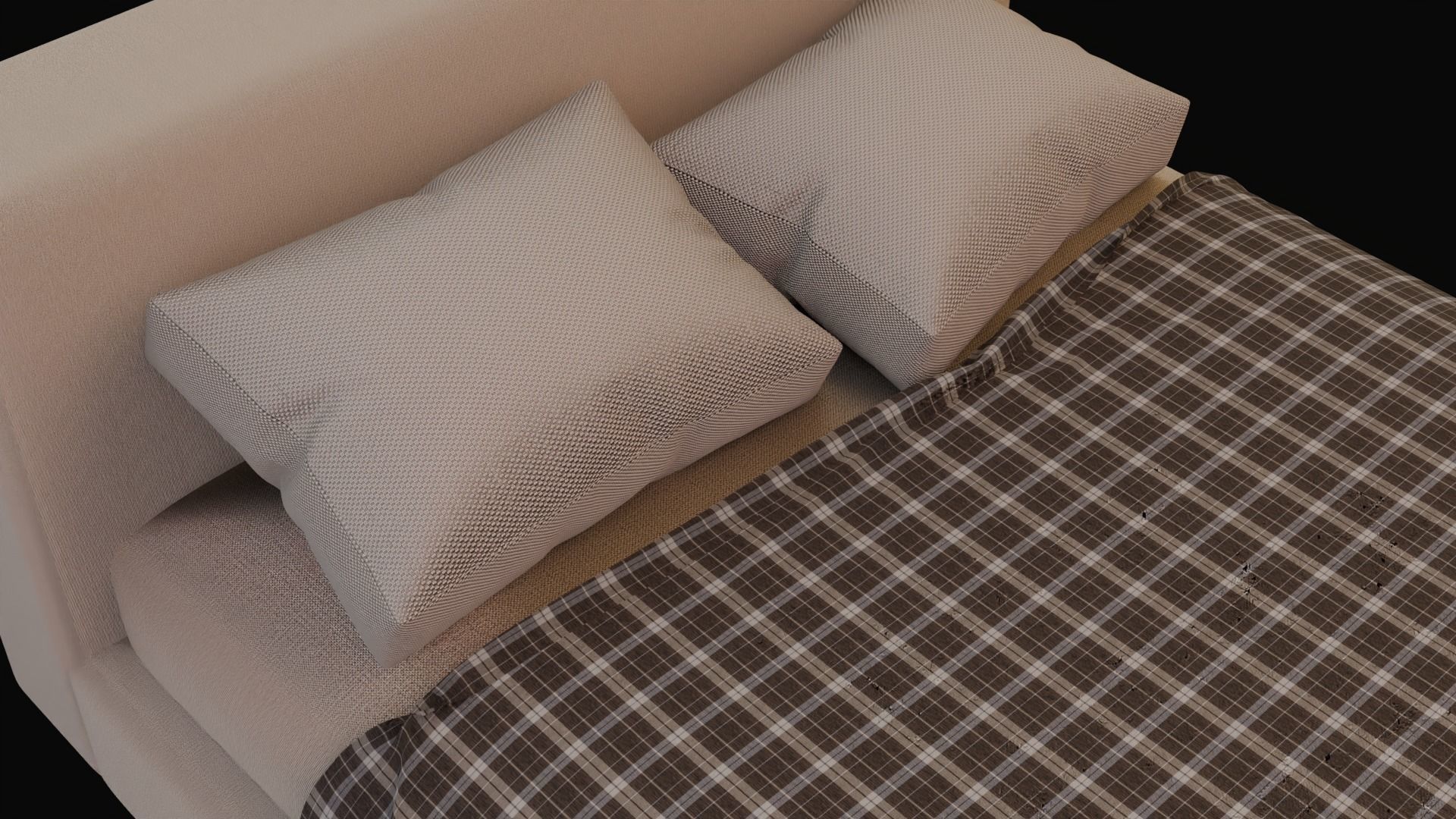 Bed design Low-poly 3D model_5