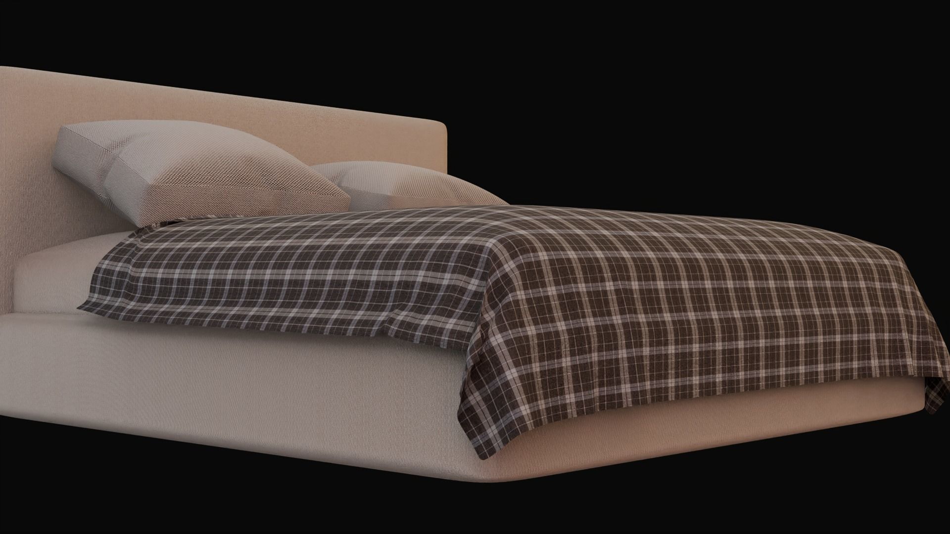 Bed design Low-poly 3D model_4