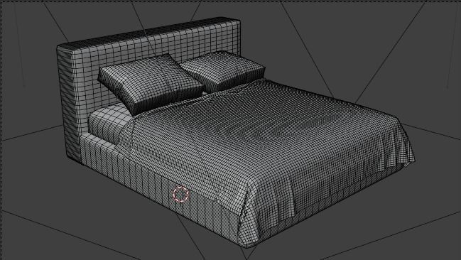 Bed design Low-poly 3D model_6