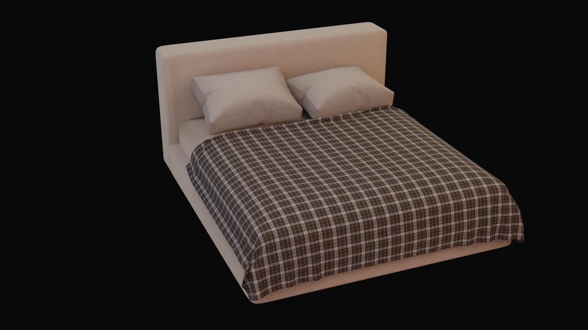 Bed design Low-poly 3D model_3