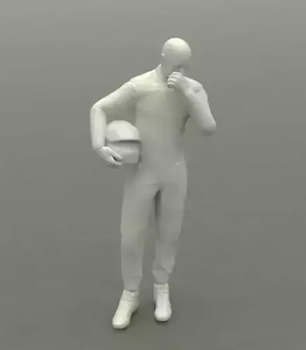 Racing driver with helmet under his arm