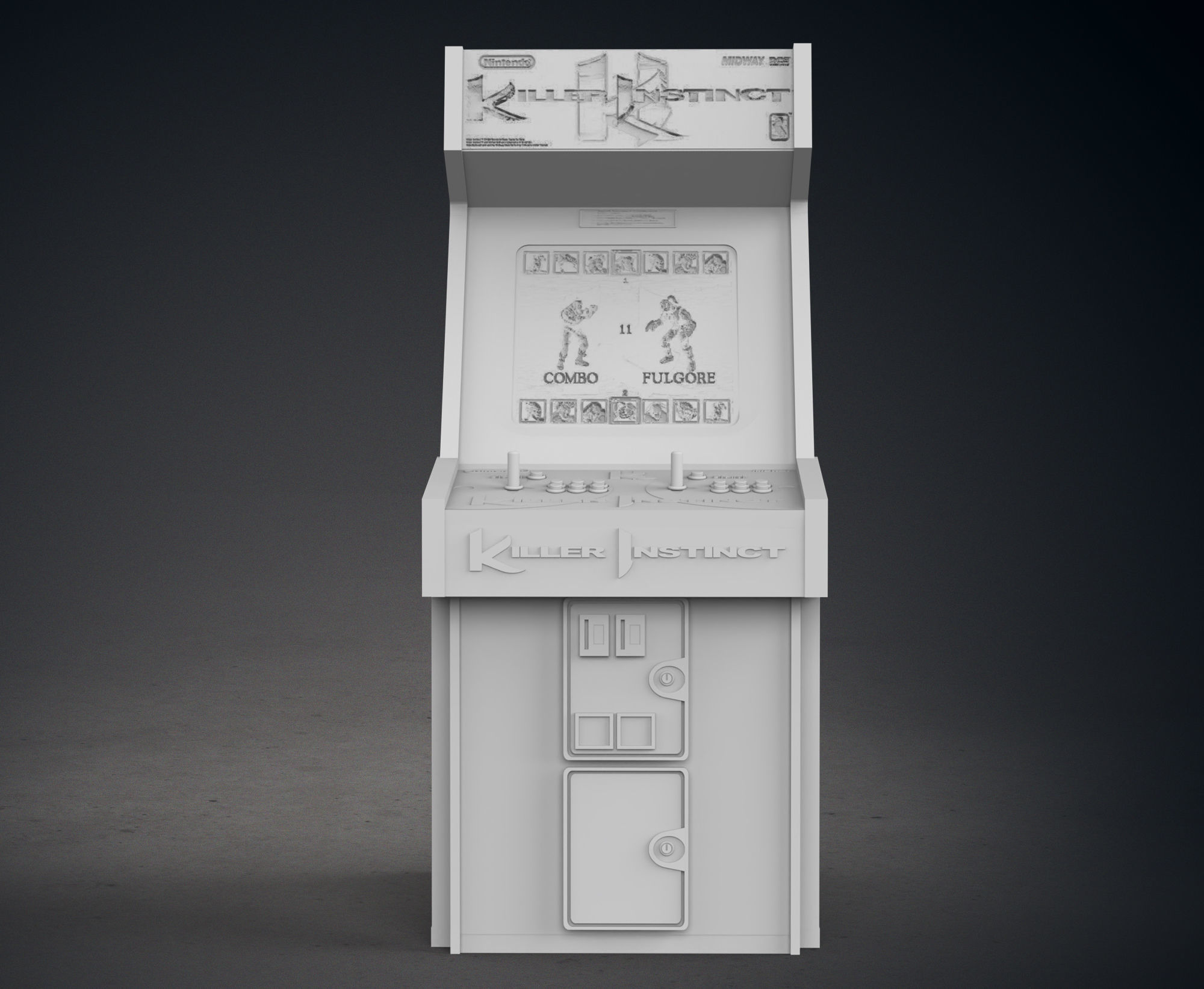 Killer Instinct Arcade Cabinet with Lithophane 3D print model_2