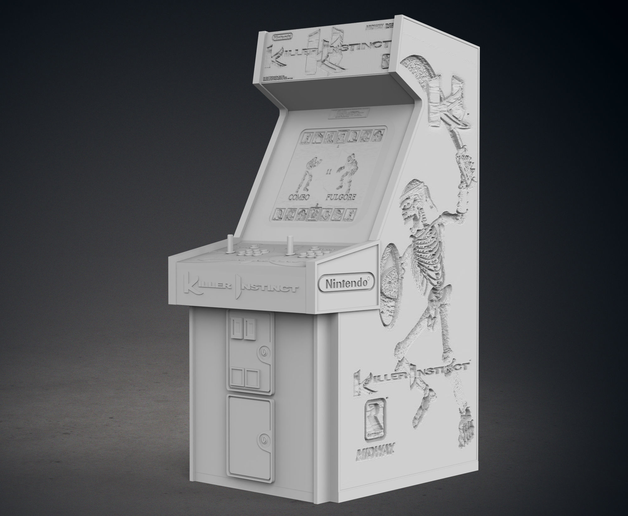 Killer Instinct Arcade Cabinet with Lithophane 3D print model_3