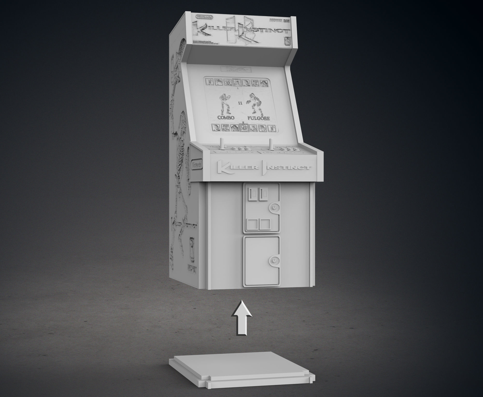 Killer Instinct Arcade Cabinet with Lithophane 3D print model_11