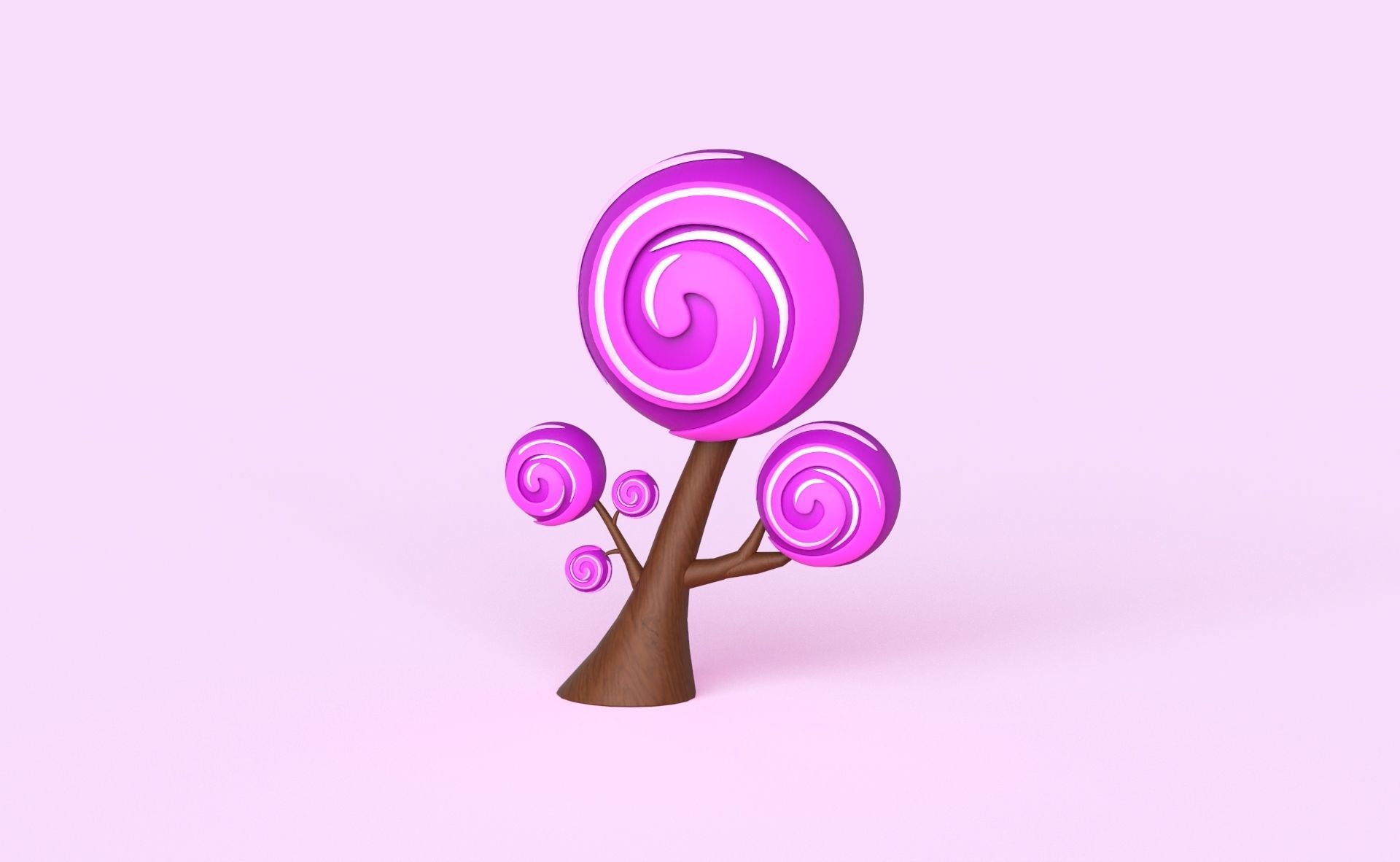 Cartoon Candy Tree 7 Low-poly 3D model_2