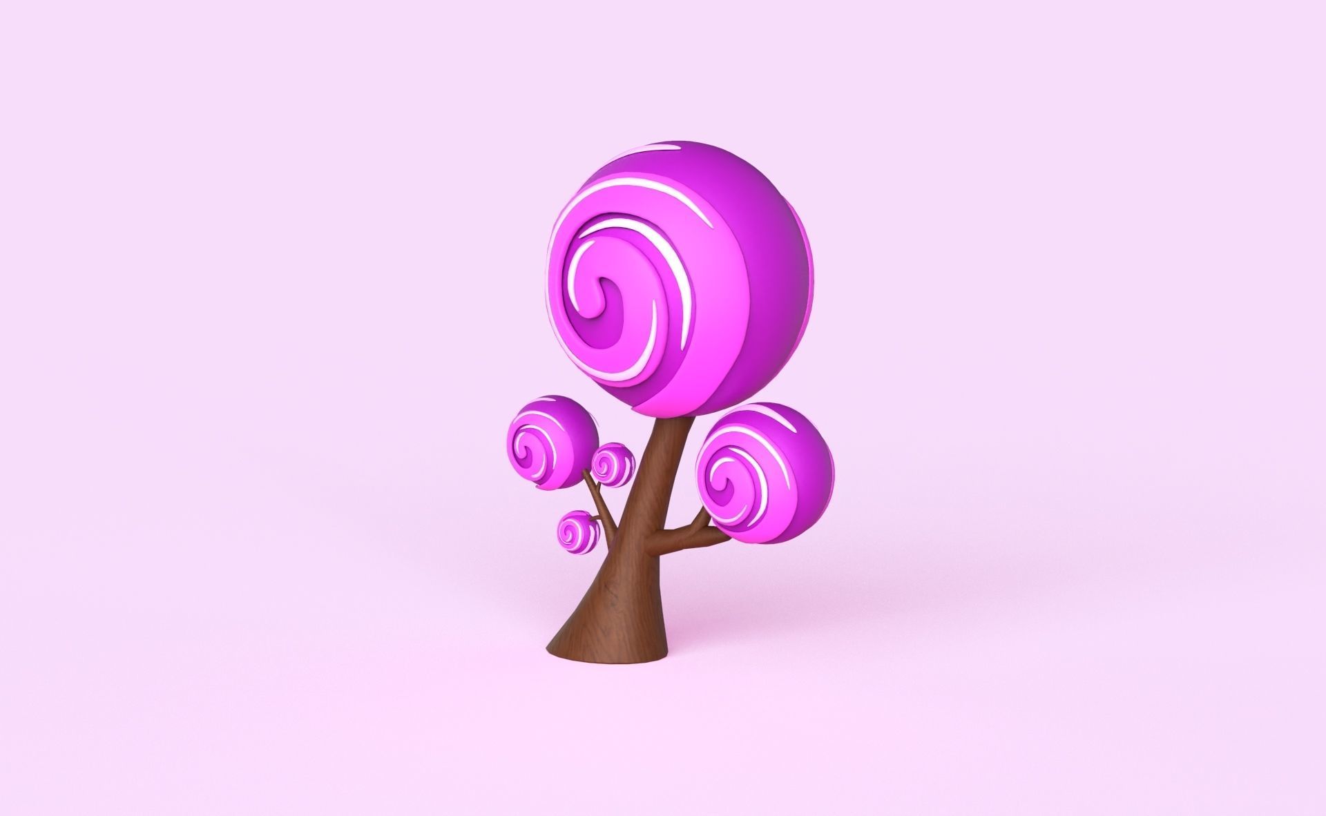 Cartoon Candy Tree 7 Low-poly 3D model_3