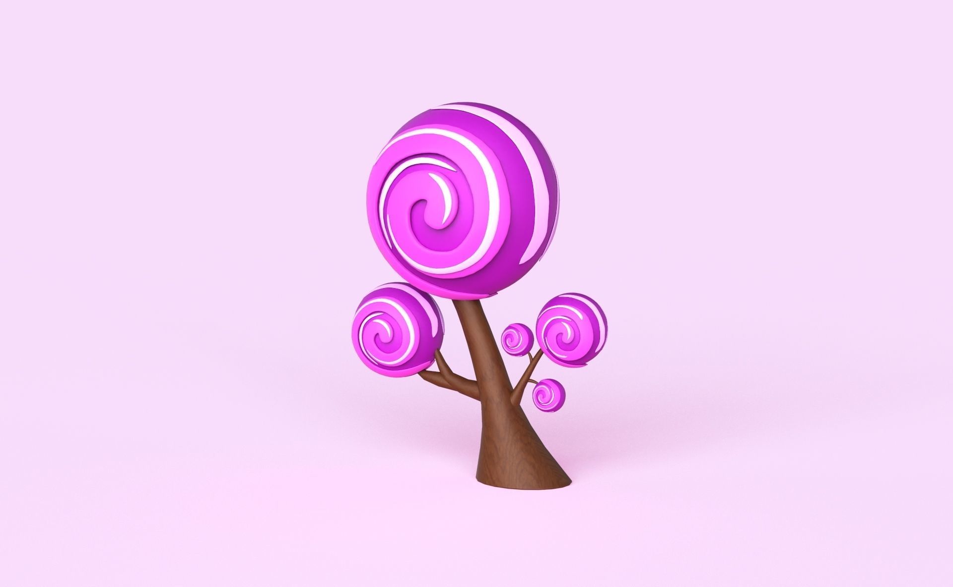 Cartoon Candy Tree 7 Low-poly 3D model_10