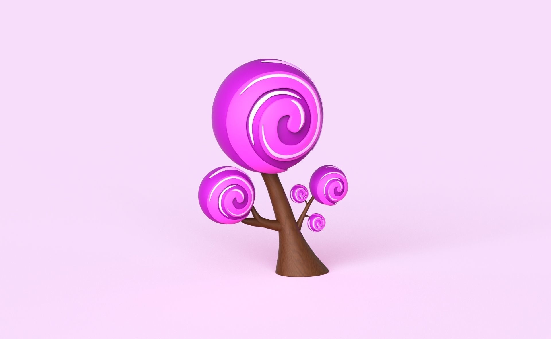 Cartoon Candy Tree 7 Low-poly 3D model_8