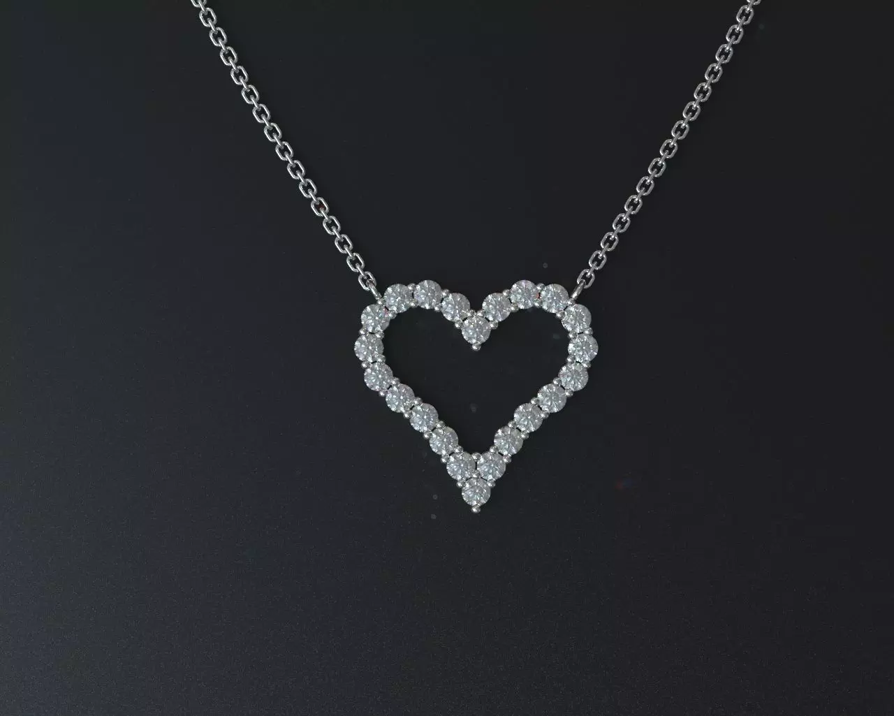Elegant Diamond Heart Pendant Necklace - 3D Printable Model 3D print model