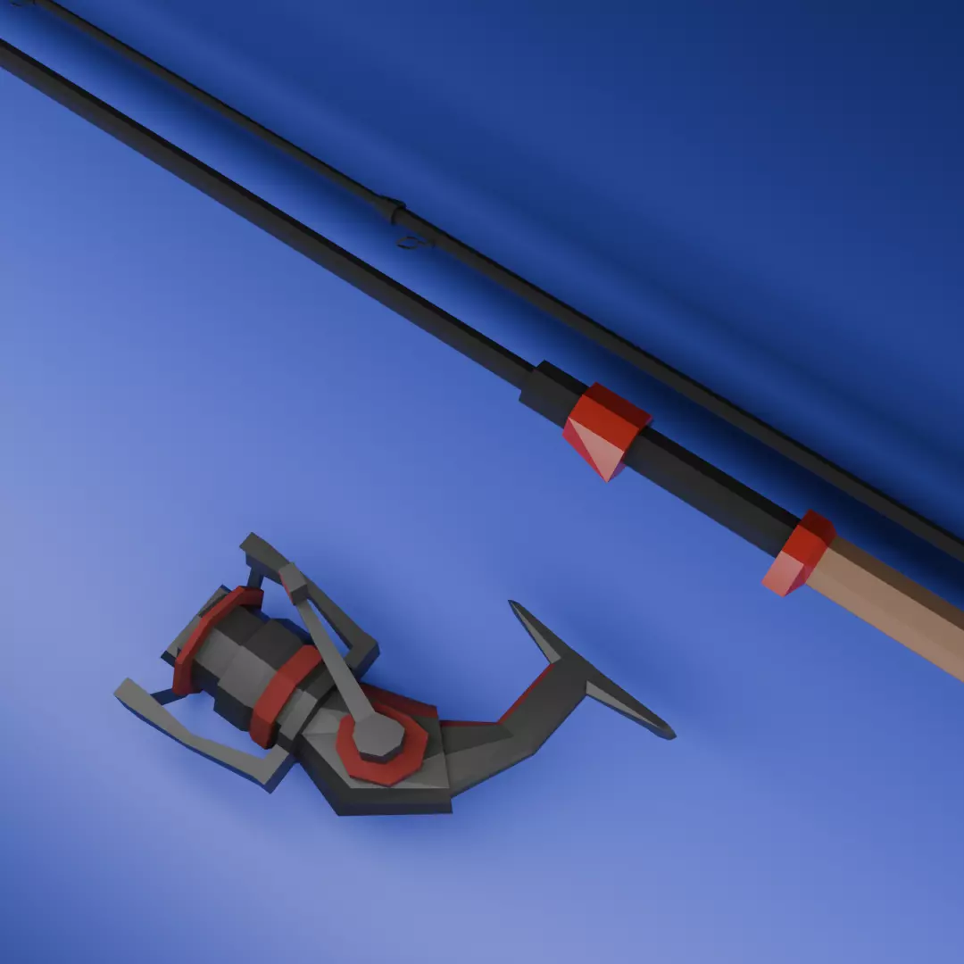 Fishing Rod Low Poly Low-poly 3D model_0