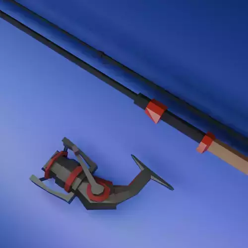 Fishing Rod Low Poly Low-poly 3D model