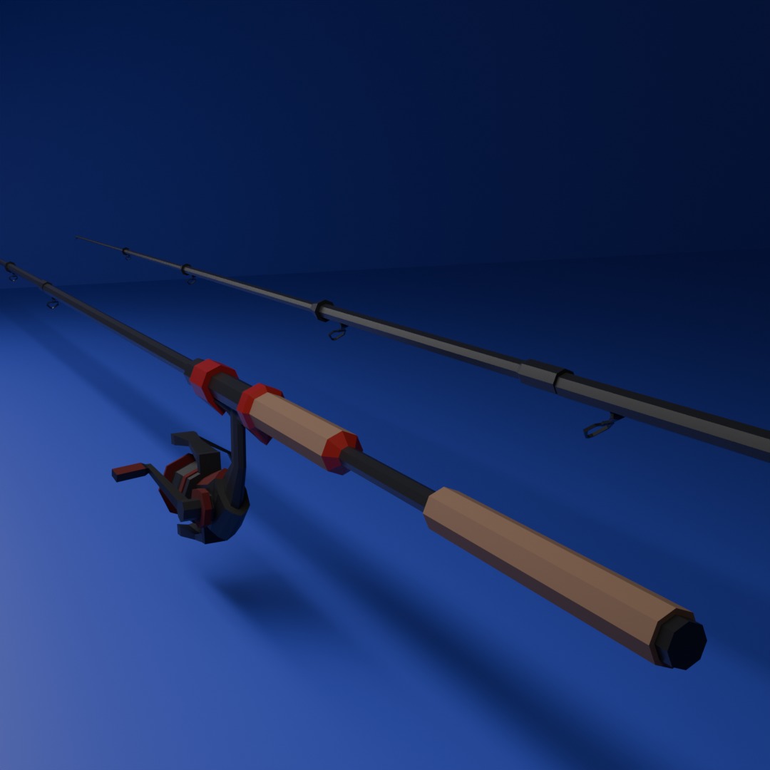 Fishing Rod Low Poly Low-poly 3D model_1