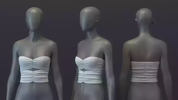 Sweetheart Ruched Tube Top 3D model