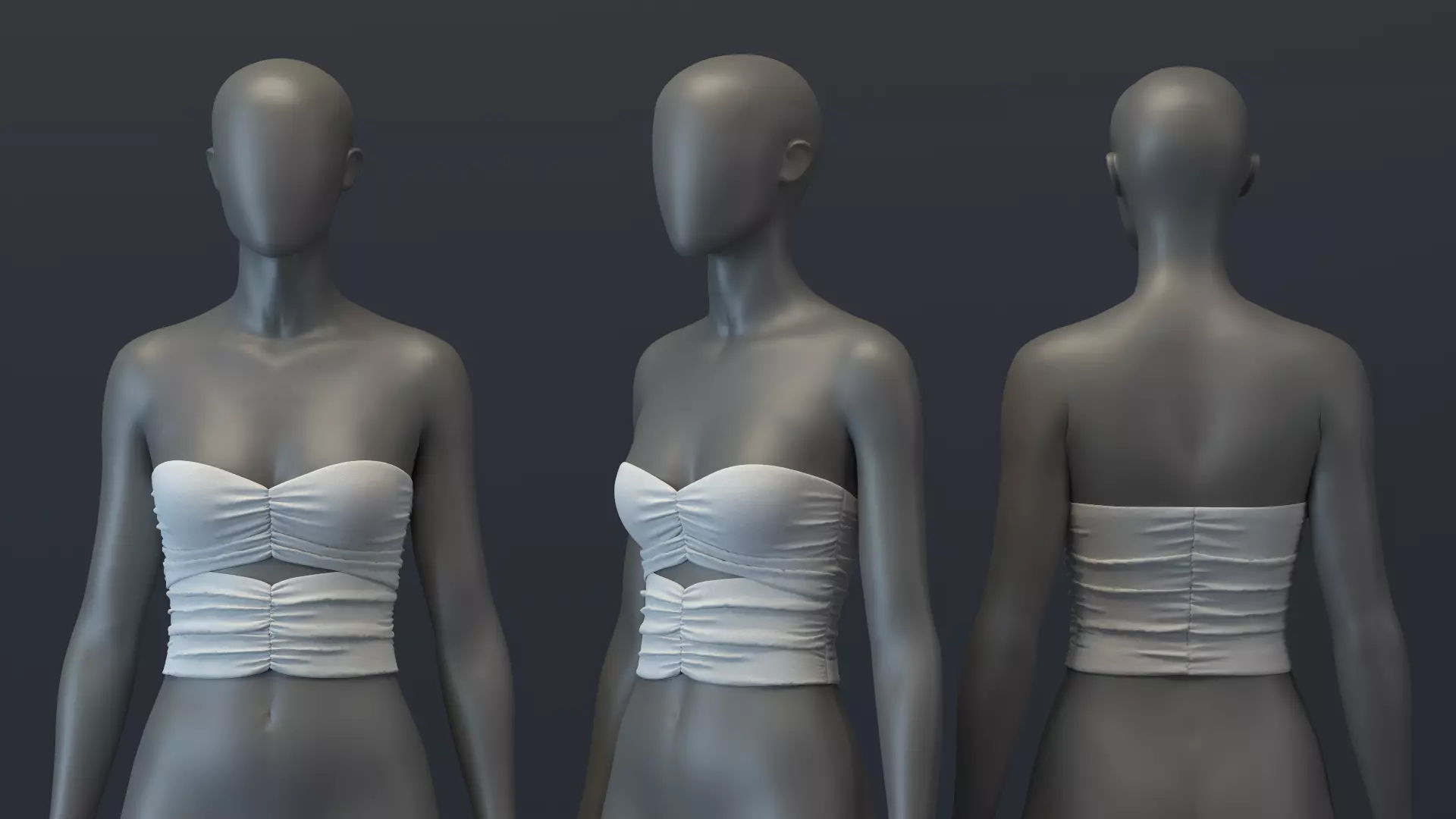 Sweetheart Ruched Tube Top 3D model_0