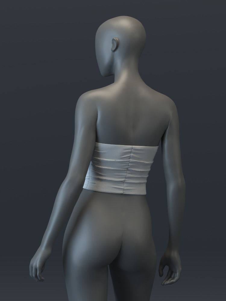 Sweetheart Ruched Tube Top 3D model_7