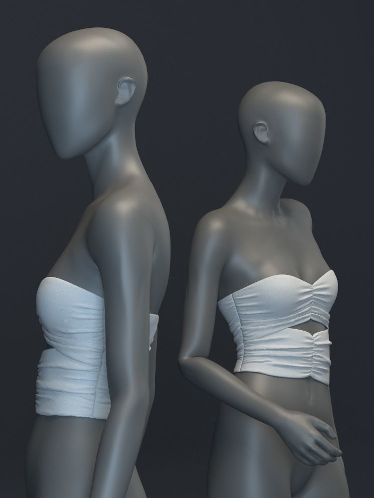 Sweetheart Ruched Tube Top 3D model_4