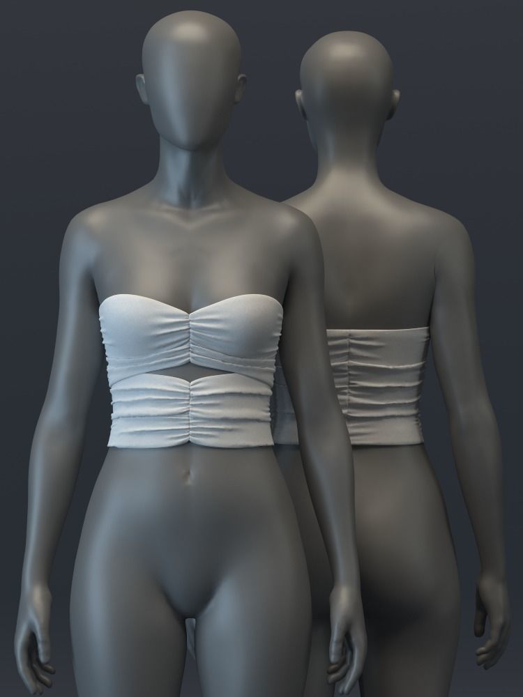 Sweetheart Ruched Tube Top 3D model_2