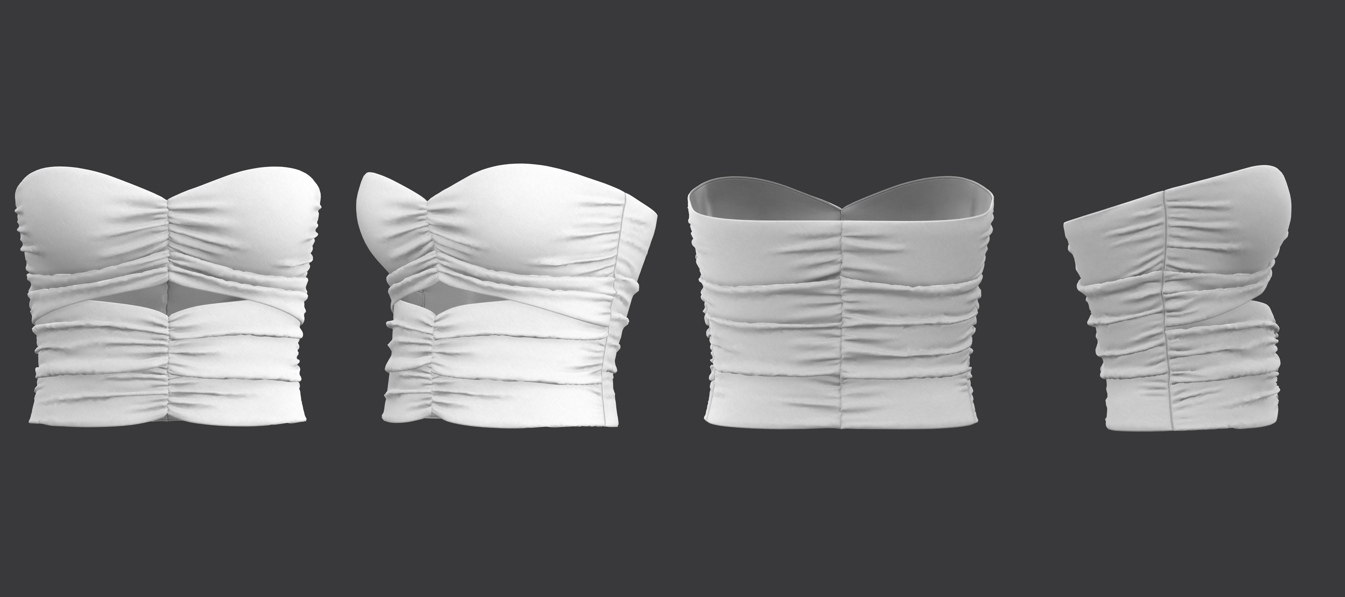 Sweetheart Ruched Tube Top 3D model_10