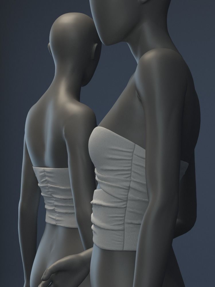 Sweetheart Ruched Tube Top 3D model_6