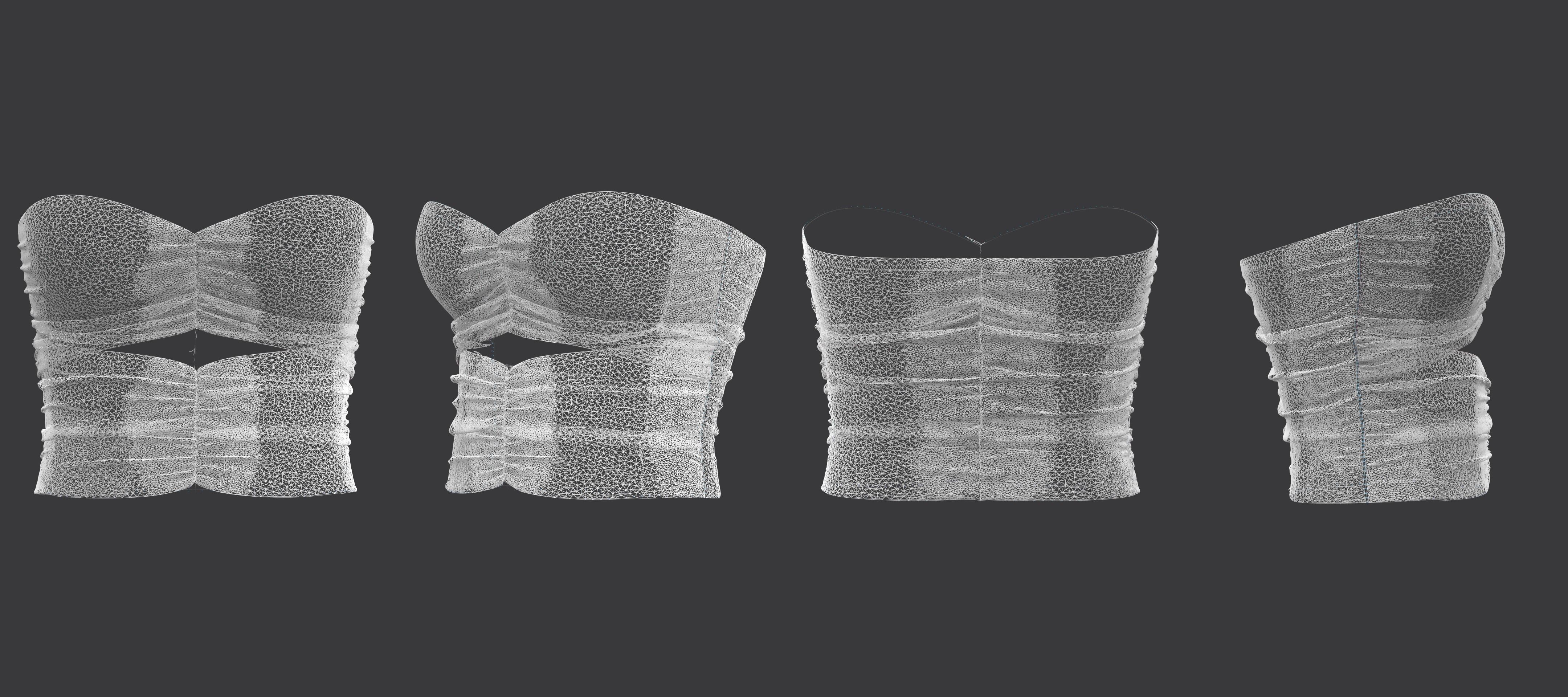 Sweetheart Ruched Tube Top 3D model_12