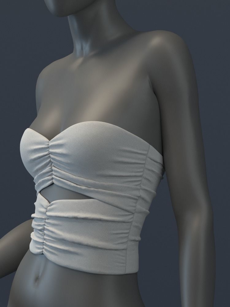 Sweetheart Ruched Tube Top 3D model_5
