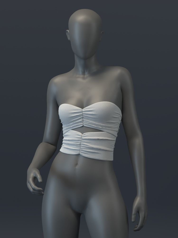 Sweetheart Ruched Tube Top 3D model_3
